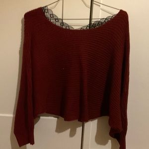 Cropped knit red top